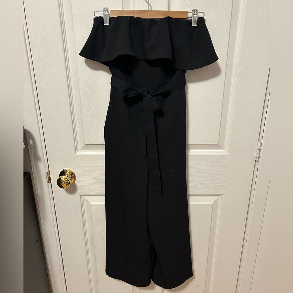 Babaton Black Ruffled Backless Cocktail Dress